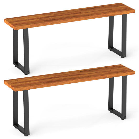 Set of 2 Wood Patio Bench 47.5" Long Dining Bench for Entryway Poolside LuxuryLifeWay Online Store