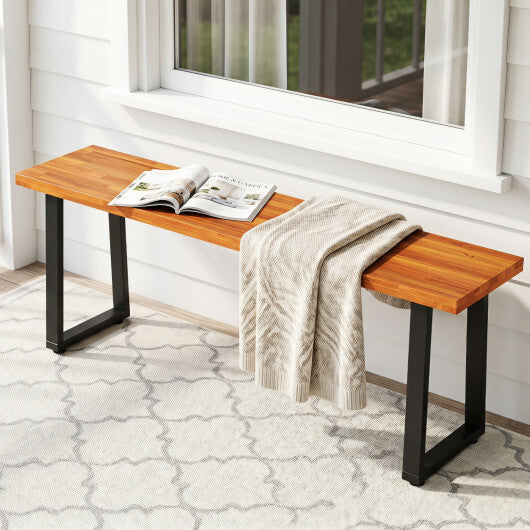 Set of 2 Wood Patio Bench 47.5" Long Dining Bench for Entryway Poolside LuxuryLifeWay Online Store