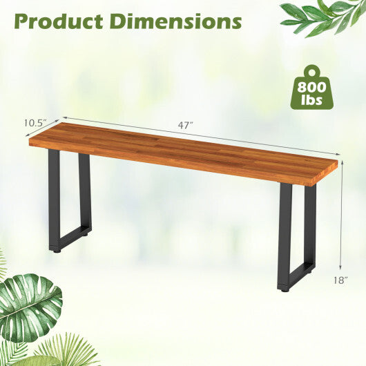 Set of 2 Wood Patio Bench 47.5" Long Dining Bench for Entryway Poolside LuxuryLifeWay Online Store