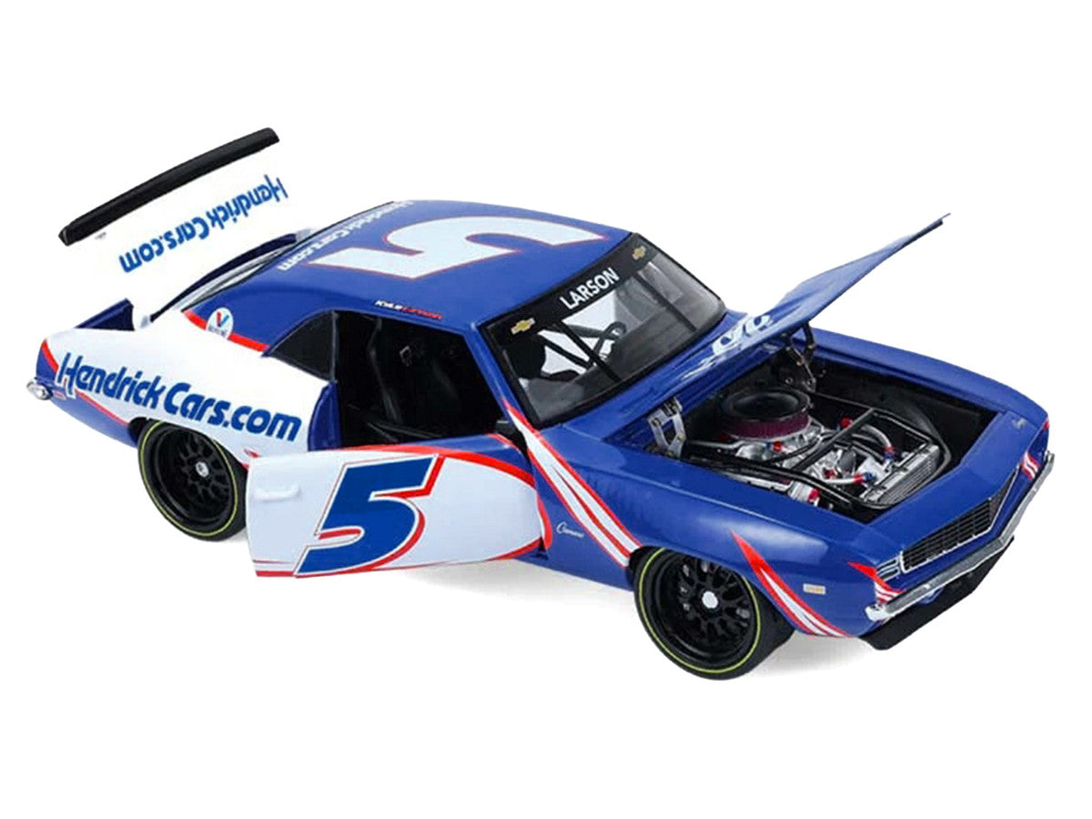 1969 Chevrolet Camaro #5 Kyle Larson "Hendrick Motorsports First Win Tribute" Blue and White with Graphics 1/18 Diecast Model Car by Highway 61 LuxuryLifeWay Online Store