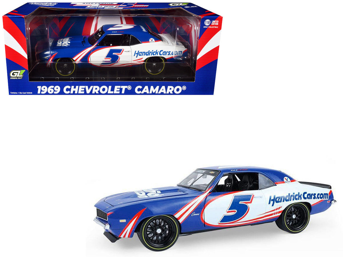 1969 Chevrolet Camaro #5 Kyle Larson "Hendrick Motorsports First Win Tribute" Blue and White with Graphics 1/18 Diecast Model Car by Highway 61 LuxuryLifeWay Online Store