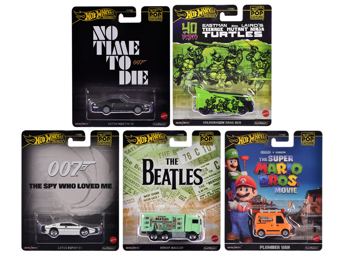 "Pop Culture 2024" 5 piece Set D "Premium Series" Diecast Model Cars by Hot Wheels LuxuryLifeWay Online Store