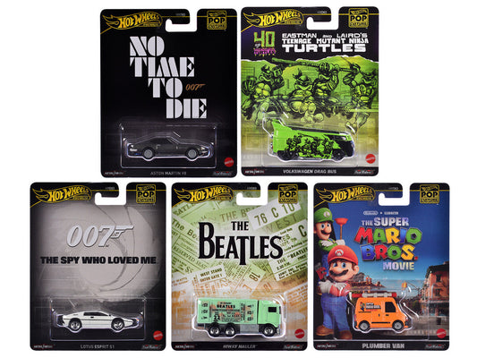 "Pop Culture 2024" 5 piece Set D "Premium Series" Diecast Model Cars by Hot Wheels LuxuryLifeWay Online Store