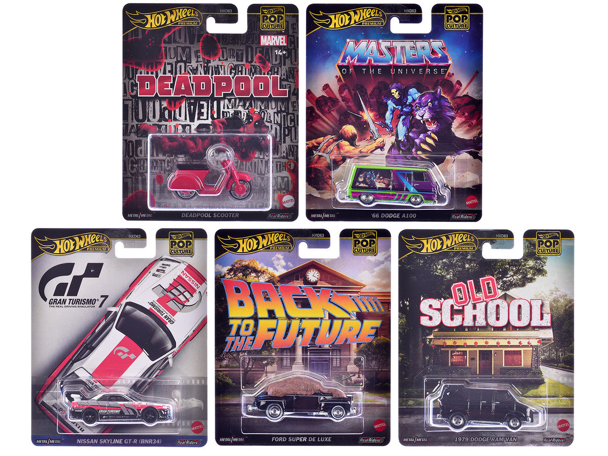 "Pop Culture 2025" 5 piece Set J "Premium Series" Diecast Model Cars by Hot Wheels LuxuryLifeWay Online Store