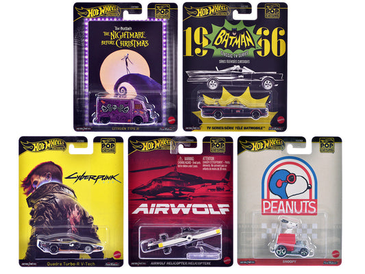 "Pop Culture 2025" 5 piece Set M "Premium Series" Diecast Model Cars by Hot Wheels LuxuryLifeWay Online Store