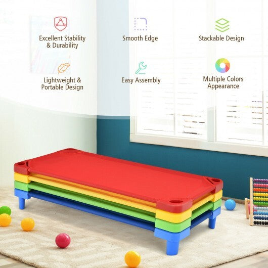 Pack of 4 Colorful Kids Stackable Naptime Cot LuxuryLifeWay Online Store