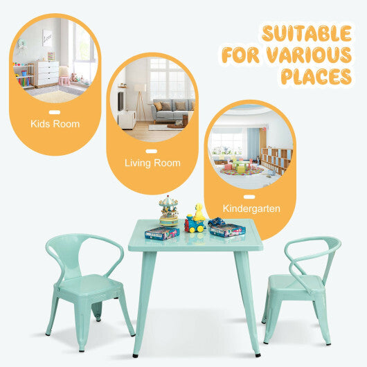 27 Inch Kids Square Steel Table Play Learn Activity Table-Blue LuxuryLifeWay Online Store