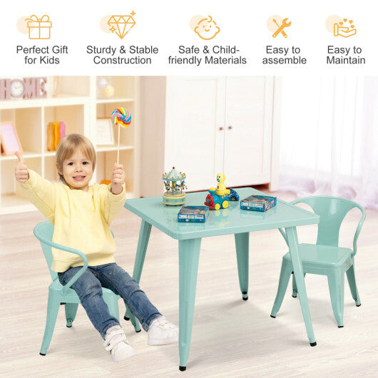 27 Inch Kids Square Steel Table Play Learn Activity Table-Blue LuxuryLifeWay Online Store