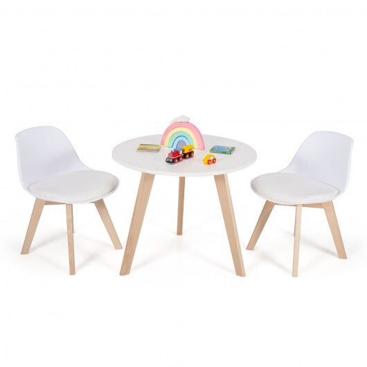 Modern Kids Activity Play Table and 2 Chairs Set with Beech Leg Cushion-White LuxuryLifeWay Online Store