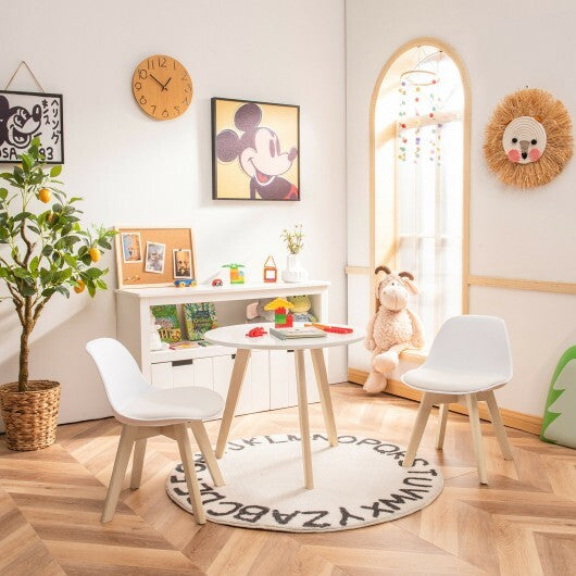 Modern Kids Activity Play Table and 2 Chairs Set with Beech Leg Cushion-White LuxuryLifeWay Online Store