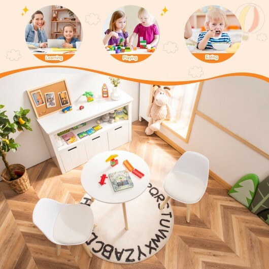 Modern Kids Activity Play Table and 2 Chairs Set with Beech Leg Cushion-White LuxuryLifeWay Online Store