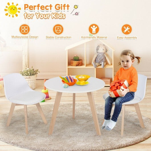 Modern Kids Activity Play Table and 2 Chairs Set with Beech Leg Cushion-White LuxuryLifeWay Online Store