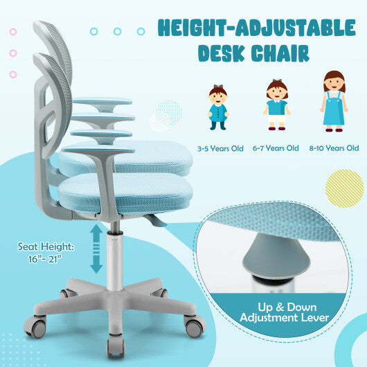 Adjustable Desk Chair with Auto Brake Casters for Kids-Blue LuxuryLifeWay Online Store