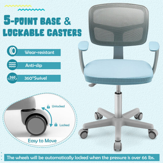 Adjustable Desk Chair with Auto Brake Casters for Kids-Blue LuxuryLifeWay Online Store