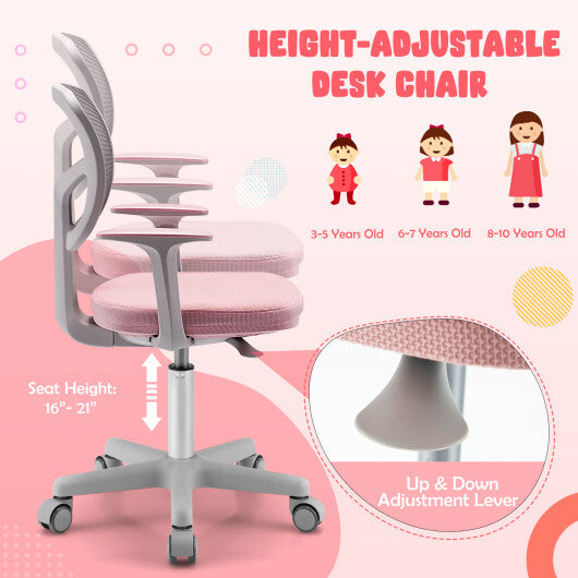 Adjustable Desk Chair with Auto Brake Casters for Kids-Blue LuxuryLifeWay Online Store