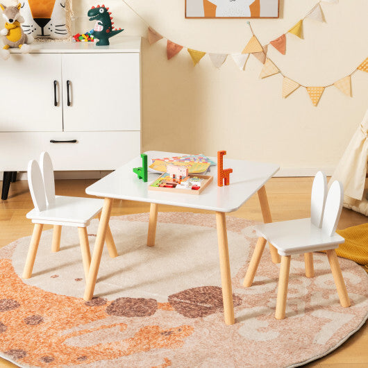 3 Pieces Kids Table and Chairs Set for Arts Crafts Snack Time-White LuxuryLifeWay Online Store