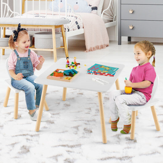 3 Pieces Kids Table and Chairs Set for Arts Crafts Snack Time-White LuxuryLifeWay Online Store