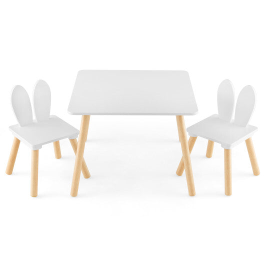 3 Pieces Kids Table and Chairs Set for Arts Crafts Snack Time-White LuxuryLifeWay Online Store