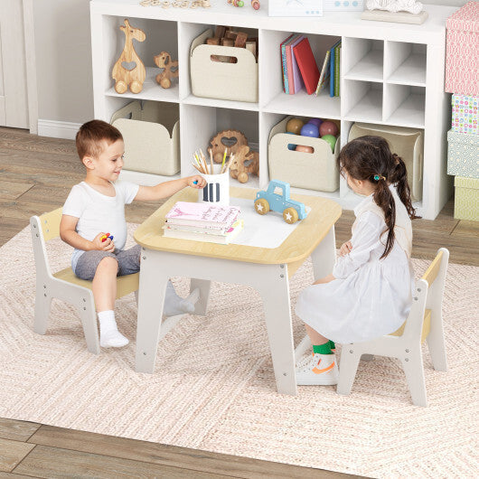 Kid's Table and Chairs Set with Double-sized Tabletop-Natural LuxuryLifeWay Online Store