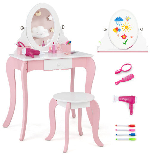 Pretend Kids Vanity Set with 360 Rotatable Mirror and Play Accessories LuxuryLifeWay Online Store