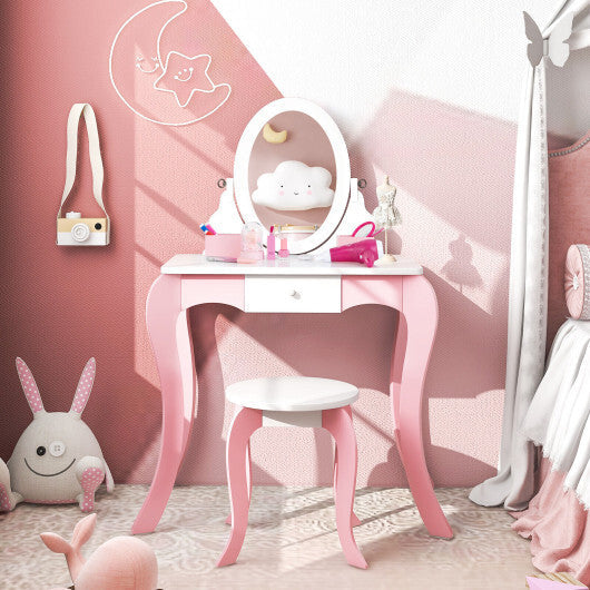 Pretend Kids Vanity Set with 360 Rotatable Mirror and Play Accessories LuxuryLifeWay Online Store