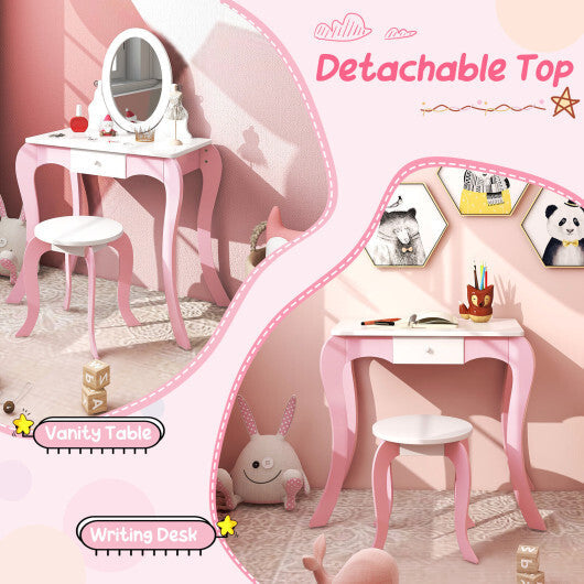 Pretend Kids Vanity Set with 360 Rotatable Mirror and Play Accessories LuxuryLifeWay Online Store