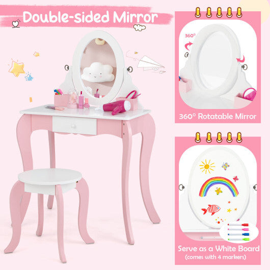 Pretend Kids Vanity Set with 360 Rotatable Mirror and Play Accessories LuxuryLifeWay Online Store