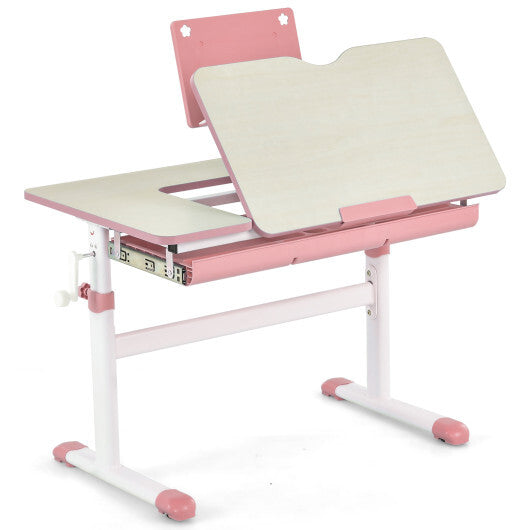 Height-Adjustable Kids Desk with Tilt Desktop and Book Stand-Blue LuxuryLifeWay Online Store