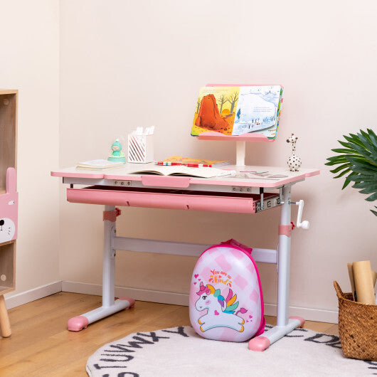 Height-Adjustable Kids Desk with Tilt Desktop and Book Stand-Blue LuxuryLifeWay Online Store