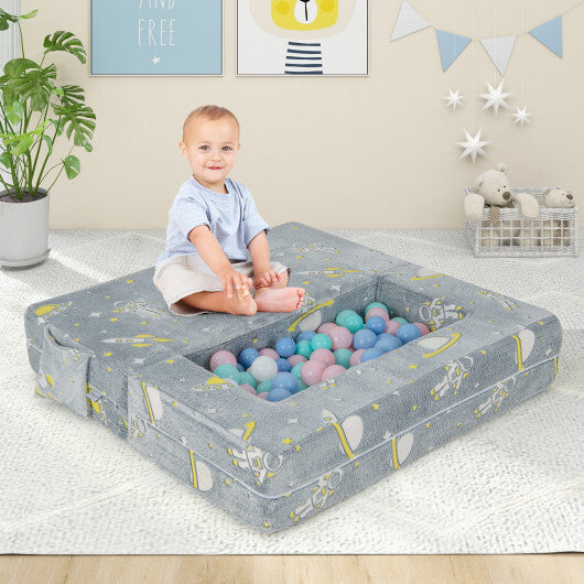 Kids Play Sofa with Ottoman and Removable & Machine Washable Cover-Gray LuxuryLifeWay Online Store