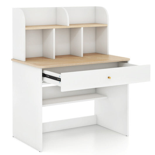 Kids Wooden Study Desk Writing Table with Hutch and Drawer LuxuryLifeWay Online Store