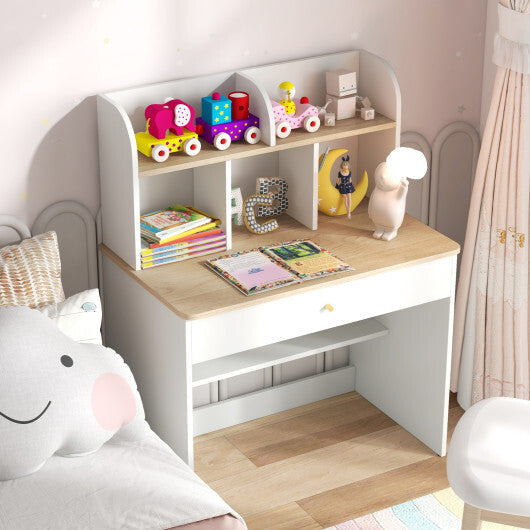 Kids Wooden Study Desk Writing Table with Hutch and Drawer LuxuryLifeWay Online Store
