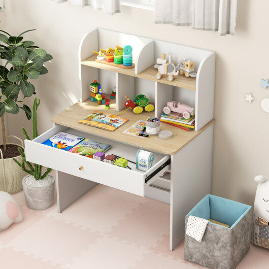 Kids Wooden Study Desk Writing Table with Hutch and Drawer LuxuryLifeWay Online Store