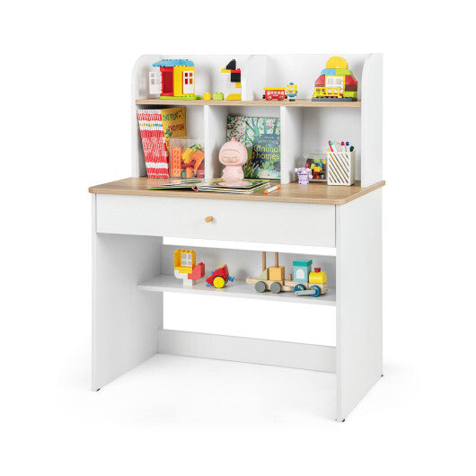 Kids Wooden Study Desk Writing Table with Hutch and Drawer LuxuryLifeWay Online Store