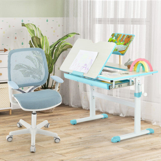 Swivel Mesh Children Computer Chair with Adjustable Height-Blue LuxuryLifeWay Online Store