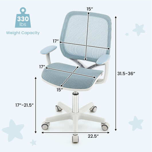 Swivel Mesh Children Computer Chair with Adjustable Height-Blue LuxuryLifeWay Online Store