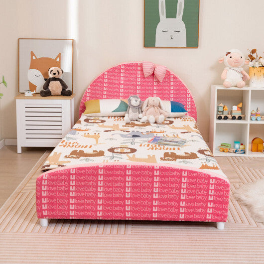 Wood Upholstered Twin Bed Platform with Slat Support-Blue