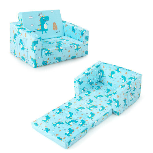 Kids Recliner Sofa Converts to Sleeper Bed for Boys Girls-Blue LuxuryLifeWay Online Store