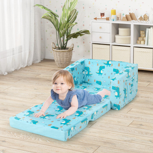 Kids Recliner Sofa Converts to Sleeper Bed for Boys Girls-Blue LuxuryLifeWay Online Store