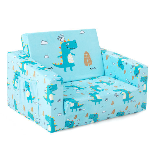 Kids Recliner Sofa Converts to Sleeper Bed for Boys Girls-Blue LuxuryLifeWay Online Store