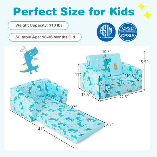Kids Recliner Sofa Converts to Sleeper Bed for Boys Girls-Blue LuxuryLifeWay Online Store
