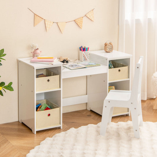 Kids Vanity Table and Chair Set with Removable Mirrors and 4 Storage Bins-Pink LuxuryLifeWay Online Store