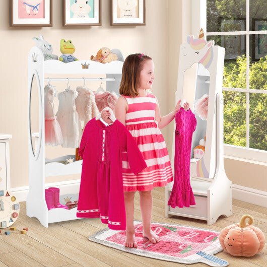 Kids Jewelry Armoire Cabinet with Storage and 2 Tilt Angles-Pink LuxuryLifeWay Online Store