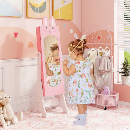 Kids Jewelry Armoire Cabinet with 2 Tilt Angles and Large Capacity-Pink LuxuryLifeWay Online Store