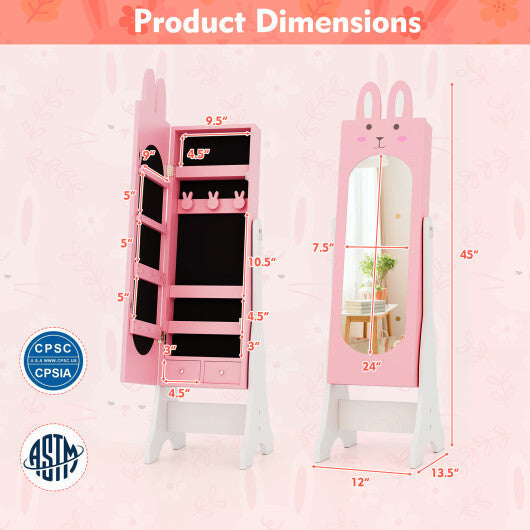 Kids Jewelry Armoire Cabinet with 2 Tilt Angles and Large Capacity-Pink LuxuryLifeWay Online Store