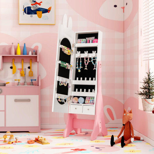Kids Jewelry Armoire Cabinet with 2 Tilt Angles and Large Capacity-Pink LuxuryLifeWay Online Store