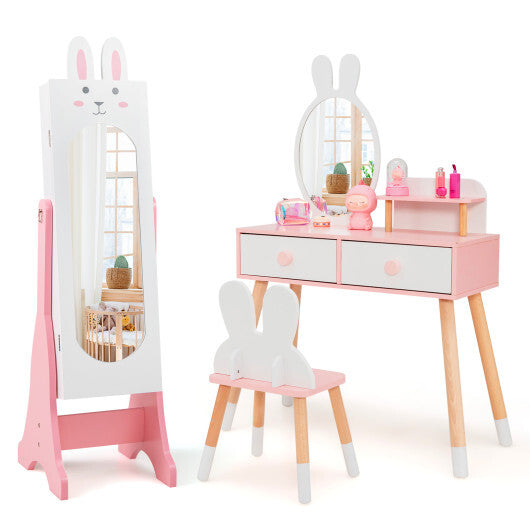 Kids Jewelry Armoire Cabinet with 2 Tilt Angles and Large Capacity-Pink LuxuryLifeWay Online Store