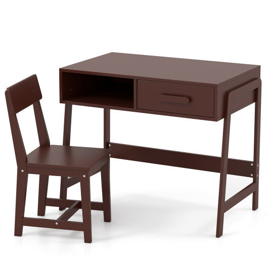 Kids Desk and Chair Set with Storage Drawer and Hutch-Pink LuxuryLifeWay Online Store