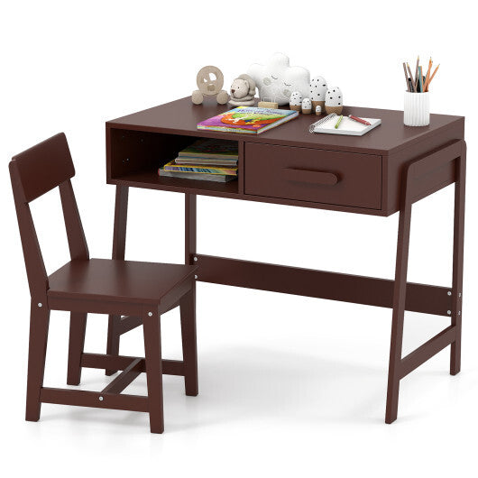 Kids Desk and Chair Set with Storage Drawer and Hutch-Pink LuxuryLifeWay Online Store