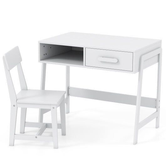 Kids Desk and Chair Set with Storage Drawer and Hutch-Pink LuxuryLifeWay Online Store